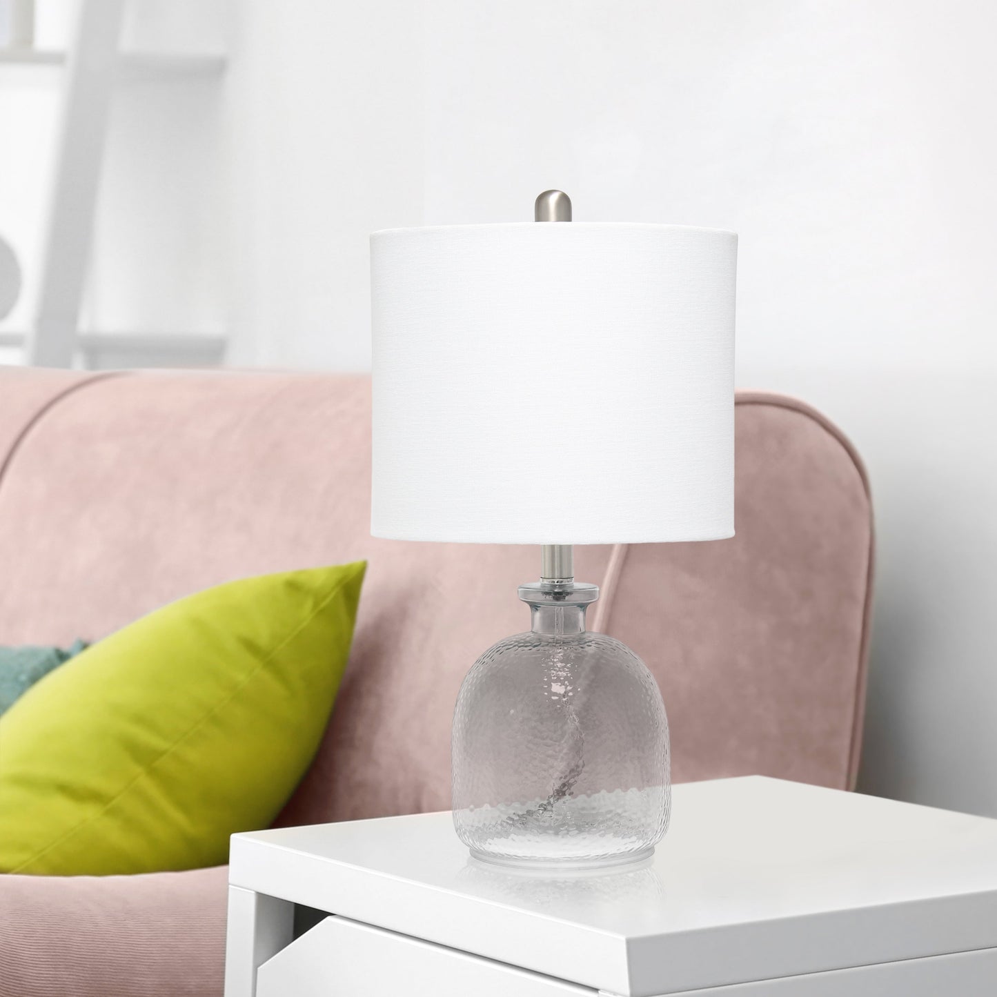 All The Rages Lalia Home Smokey Gray Hammered Glass Jar Table Lamp With White Linen Shade