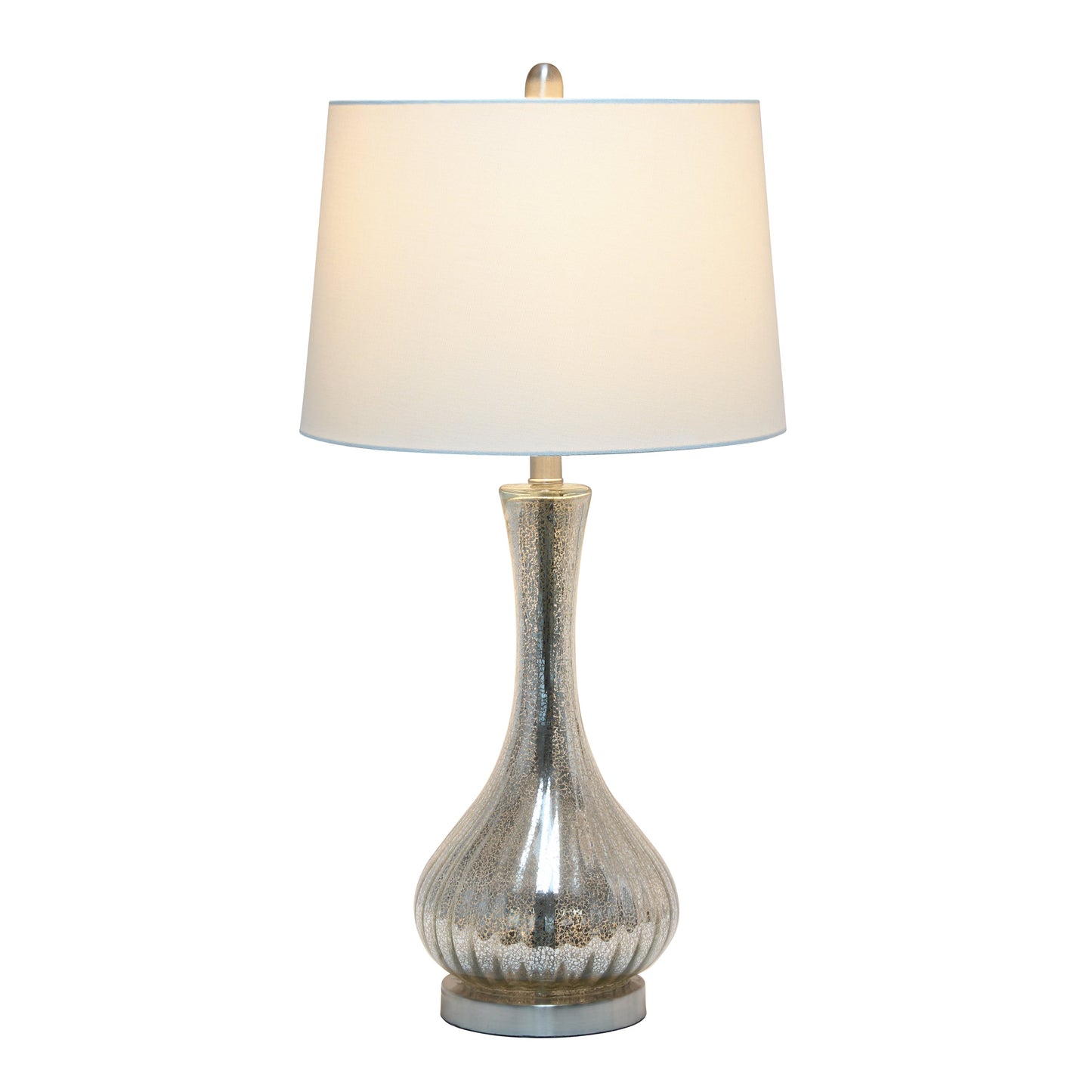 All The Rages Lalia Home Speckled Mercury Tear Drop Table Lamp With White Fabric Shade