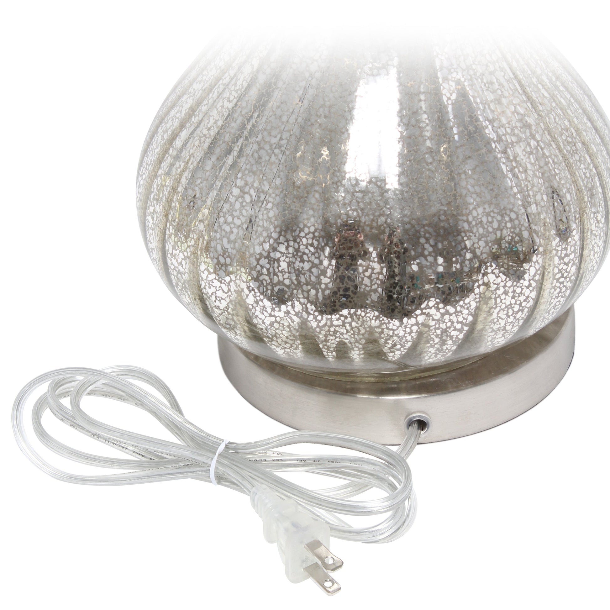 All The Rages Lalia Home Speckled Mercury Tear Drop Table Lamp With White Fabric Shade
