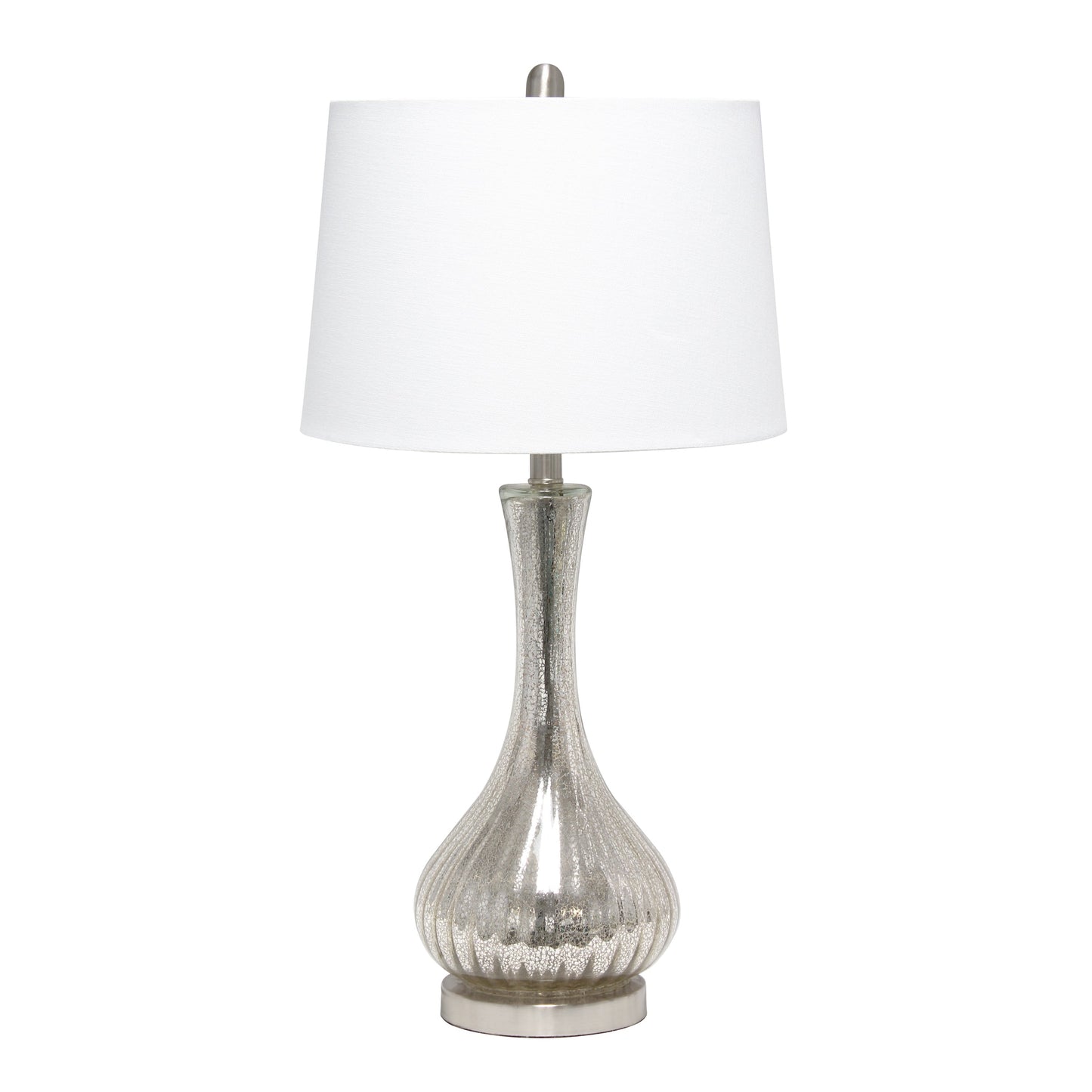 All The Rages Lalia Home Speckled Mercury Tear Drop Table Lamp With White Fabric Shade