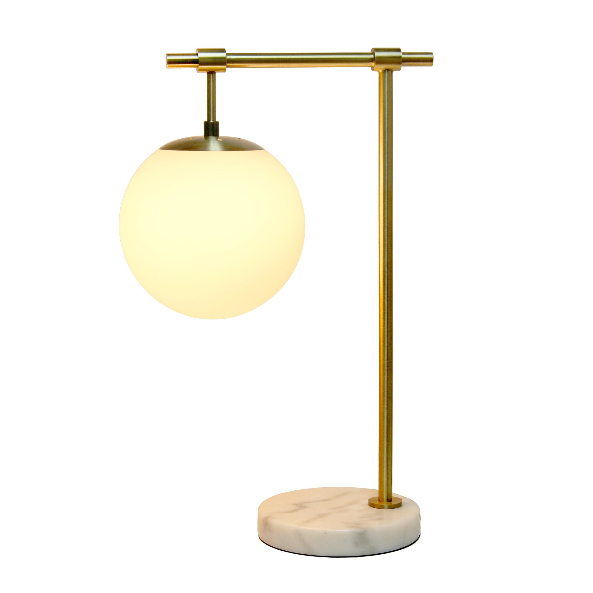 All The Rages Lalia Home Studio Loft 21" White Globe Shade Table Lamp With Marble Base & Antique Brass Arm