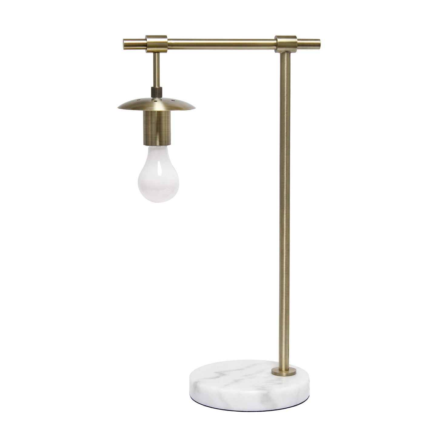 All The Rages Lalia Home Studio Loft 21" White Globe Shade Table Lamp With Marble Base & Antique Brass Arm