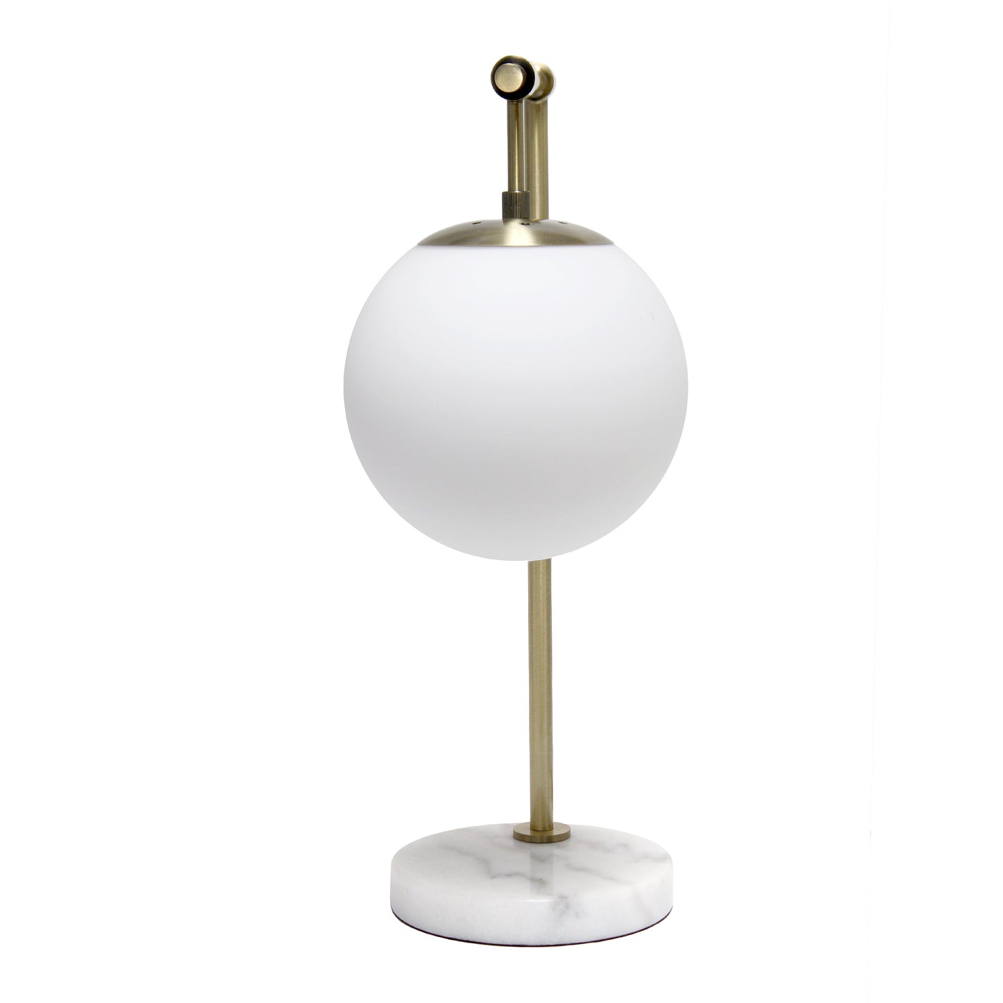 All The Rages Lalia Home Studio Loft 21" White Globe Shade Table Lamp With Marble Base & Antique Brass Arm