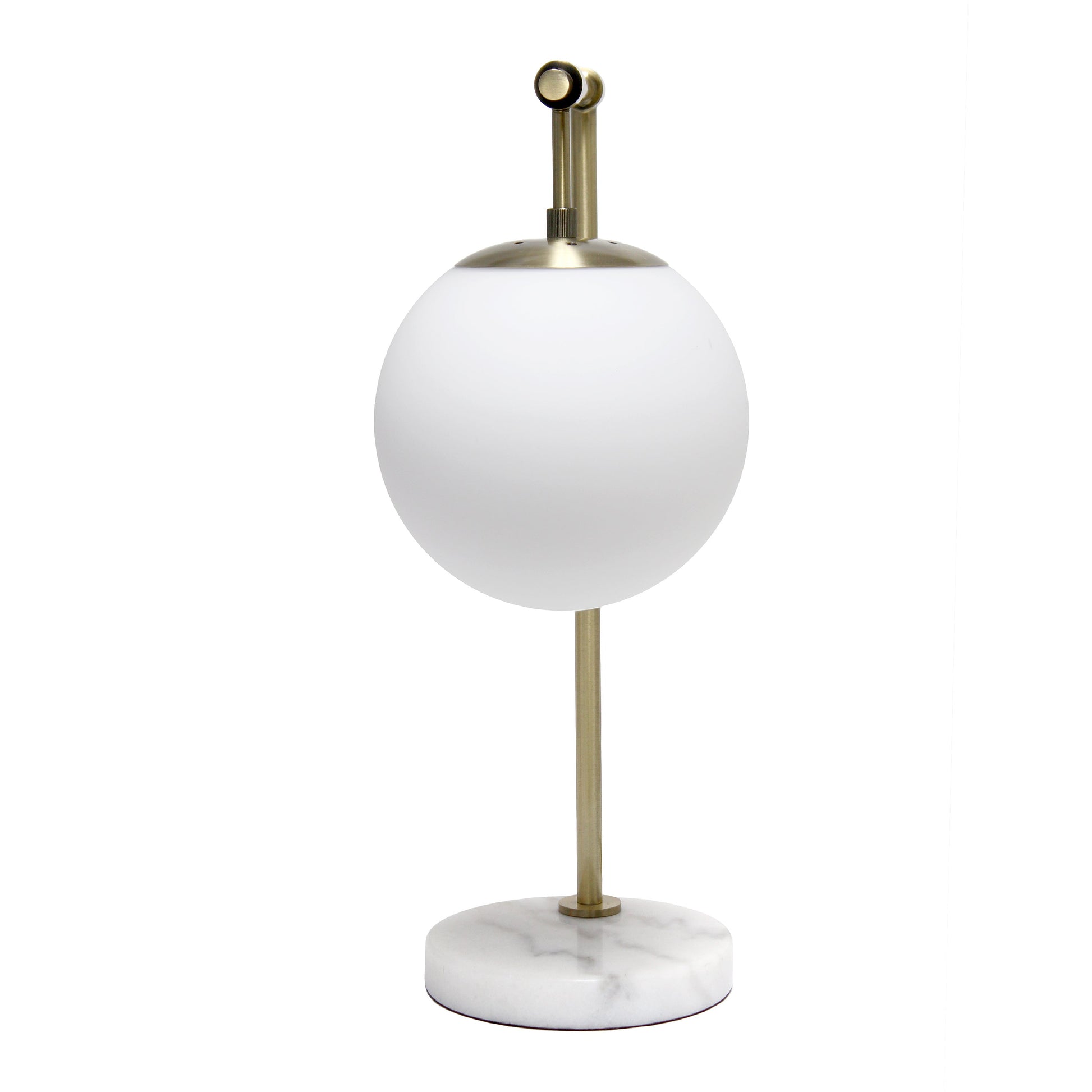 All The Rages Lalia Home Studio Loft 21" White Globe Shade Table Lamp With Marble Base & Antique Brass Arm