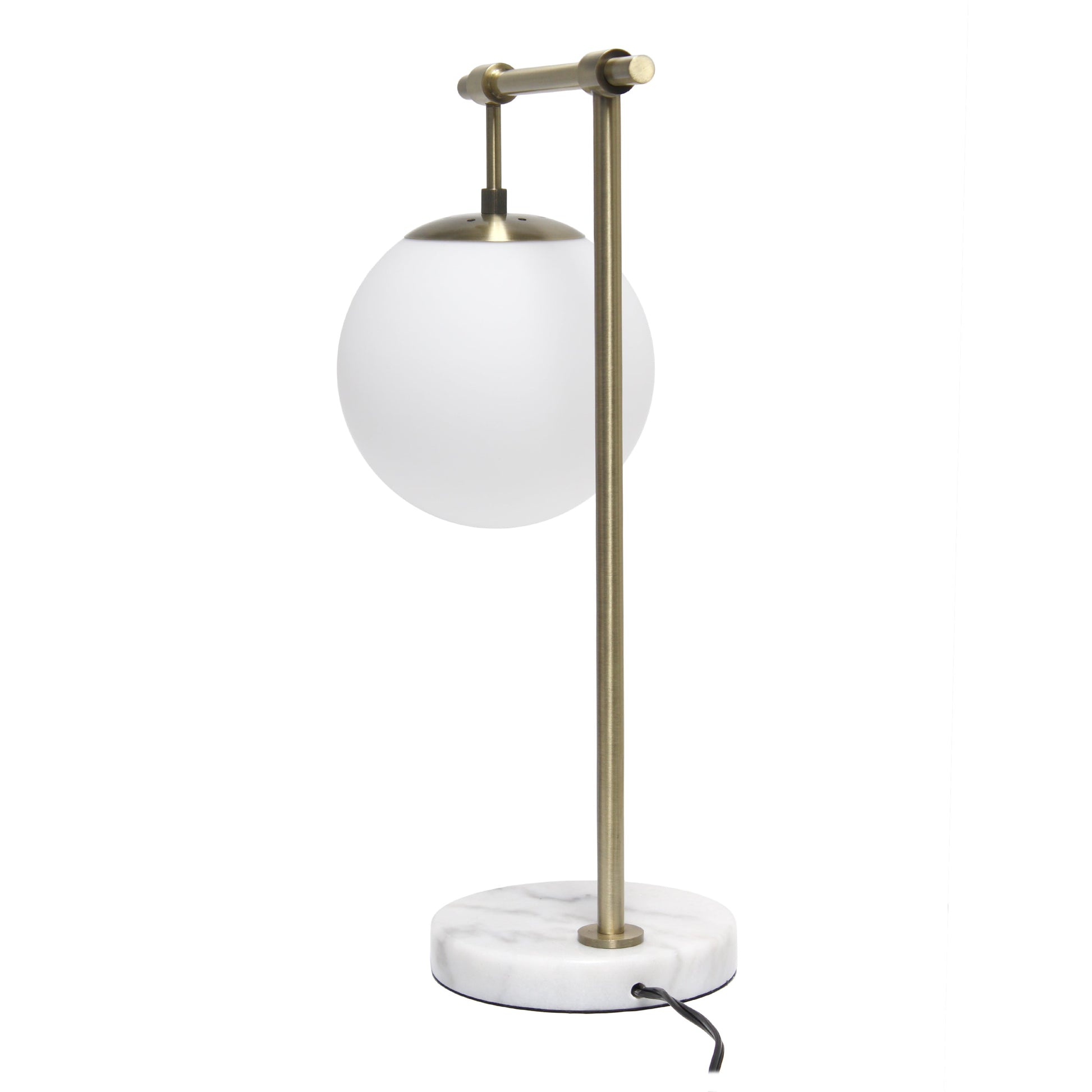 All The Rages Lalia Home Studio Loft 21" White Globe Shade Table Lamp With Marble Base & Antique Brass Arm
