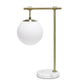 All The Rages Lalia Home Studio Loft 21" White Globe Shade Table Lamp With Marble Base & Antique Brass Arm