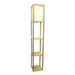 All The Rages Lalia Home Tan Column Shelf Floor Lamp With A Linen Shade