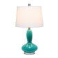 All The Rages Lalia Home Teal Glass Dollop Table Lamp With White Fabric Shade