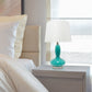 All The Rages Lalia Home Teal Glass Dollop Table Lamp With White Fabric Shade