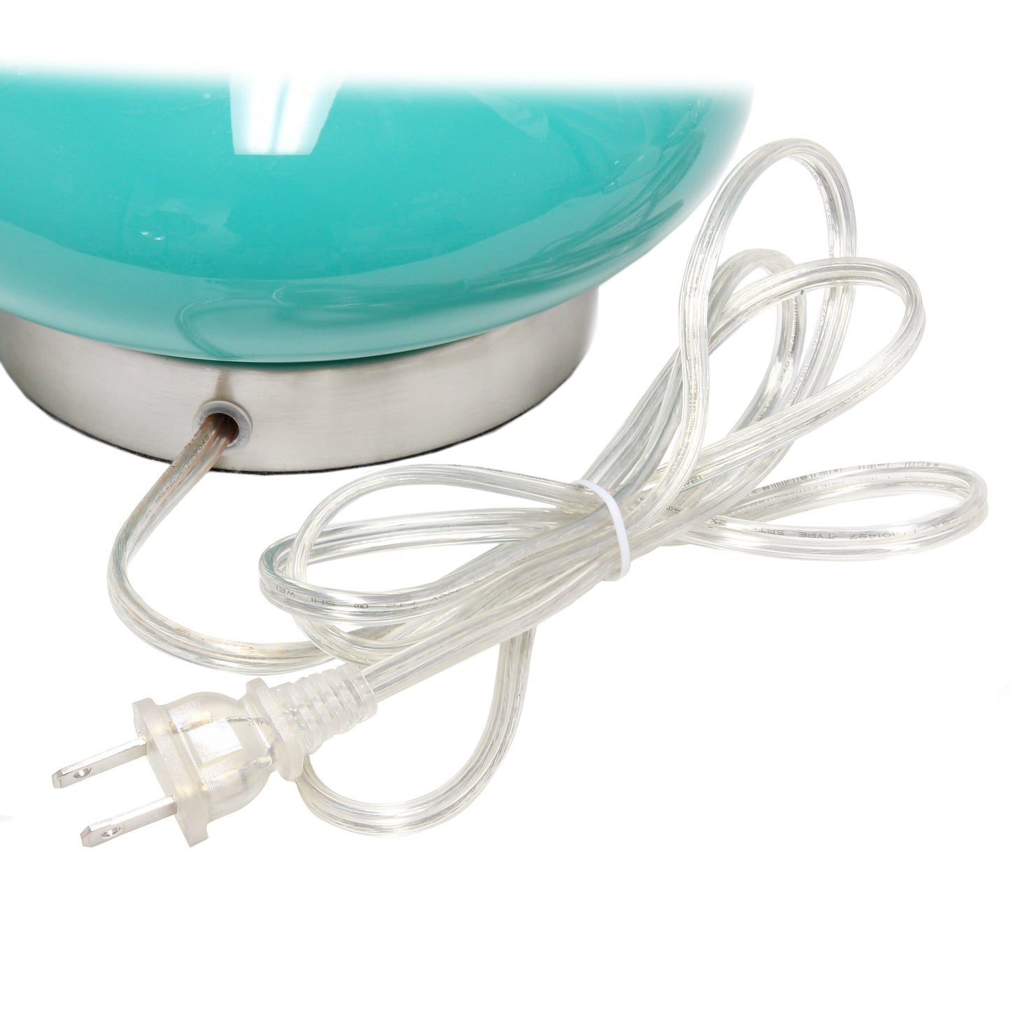 All The Rages Lalia Home Teal Glass Dollop Table Lamp With White Fabric Shade
