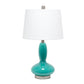 All The Rages Lalia Home Teal Glass Dollop Table Lamp With White Fabric Shade