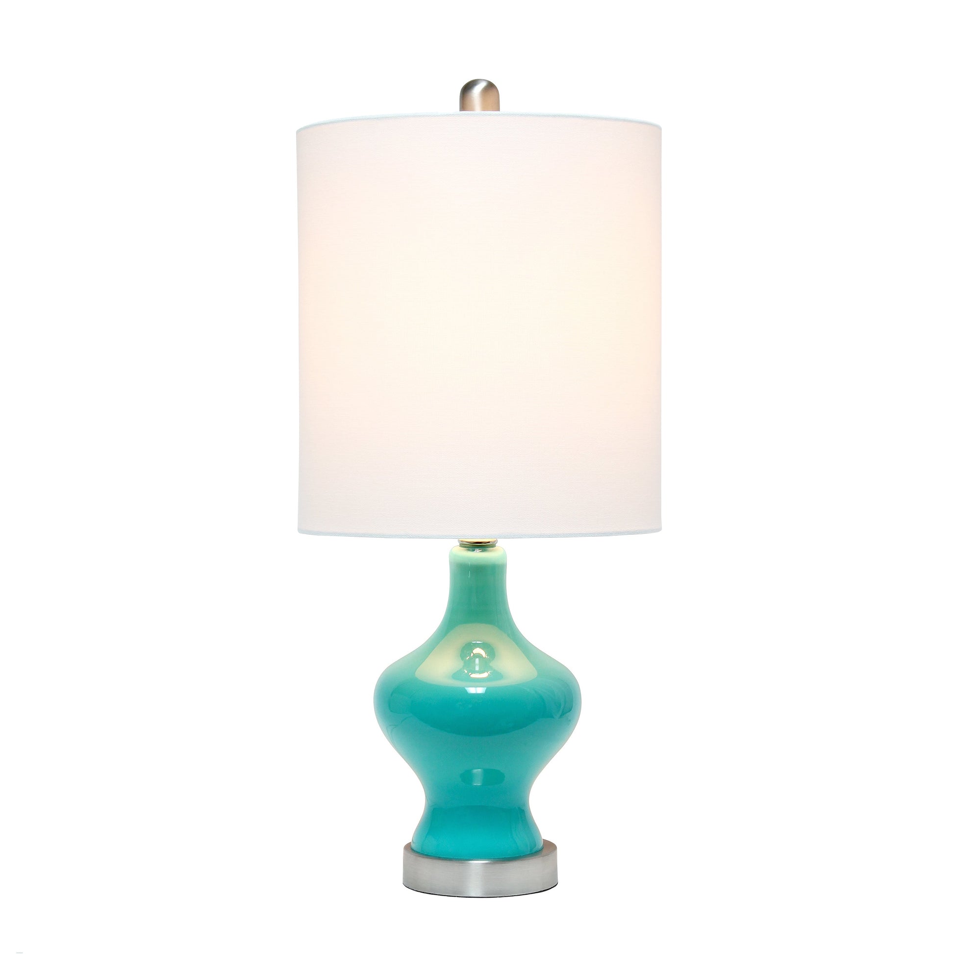 All The Rages Lalia Home Teal Paseo Table Lamp With White Fabric Shade