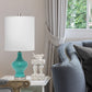 All The Rages Lalia Home Teal Paseo Table Lamp With White Fabric Shade