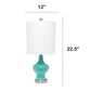 All The Rages Lalia Home Teal Paseo Table Lamp With White Fabric Shade