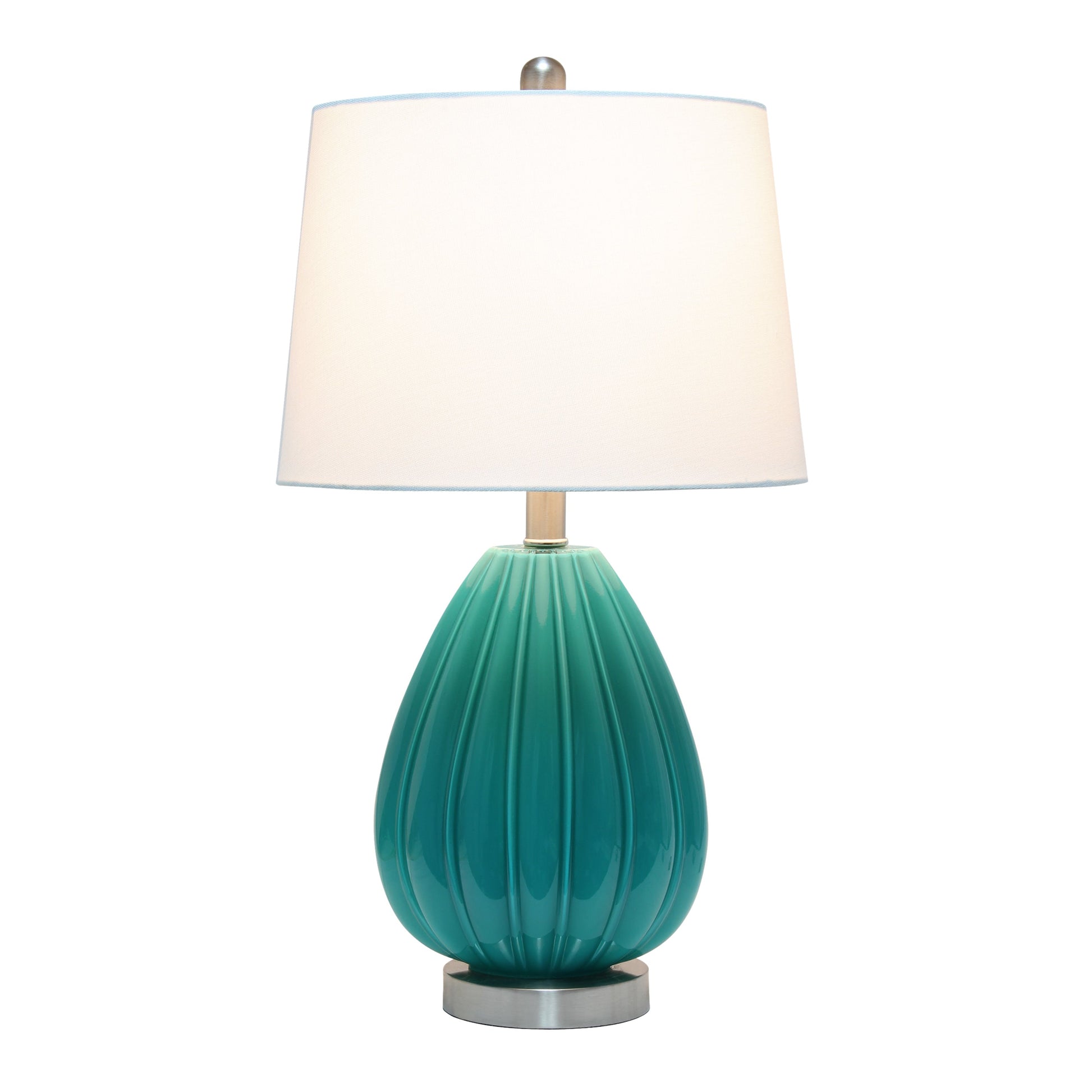 All The Rages Lalia Home Teal Pleated Table Lamp With White Fabric Shade