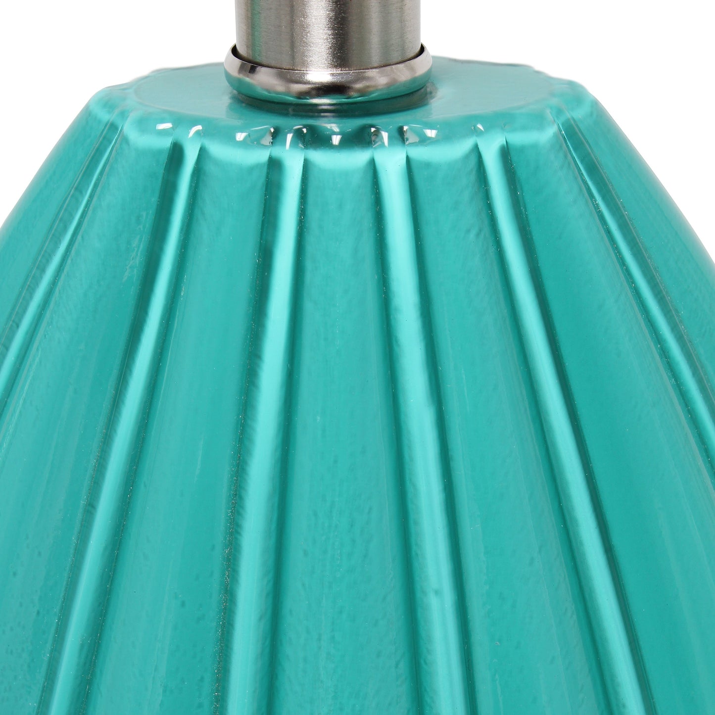 All The Rages Lalia Home Teal Pleated Table Lamp With White Fabric Shade