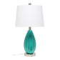 All The Rages Lalia Home Teal Pleated Table Lamp With White Fabric Shade