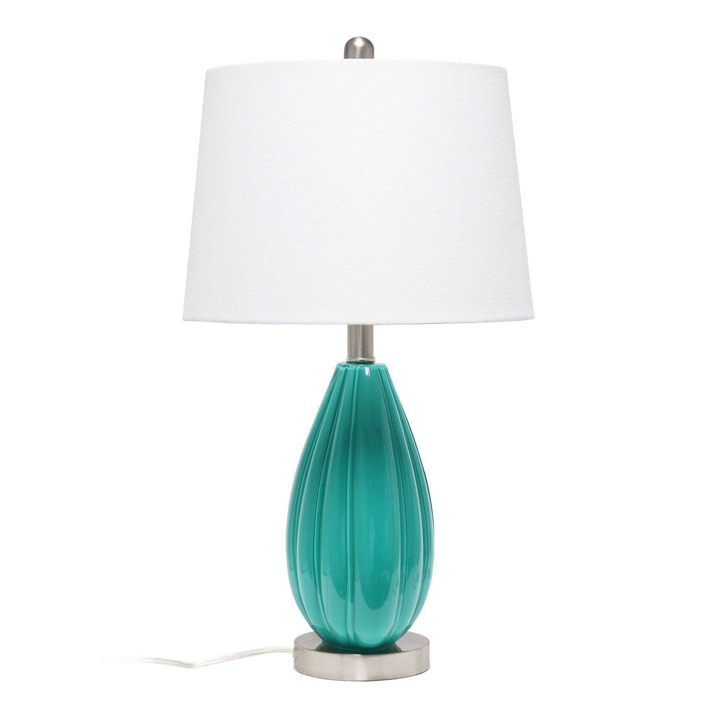 All The Rages Lalia Home Teal Pleated Table Lamp With White Fabric Shade