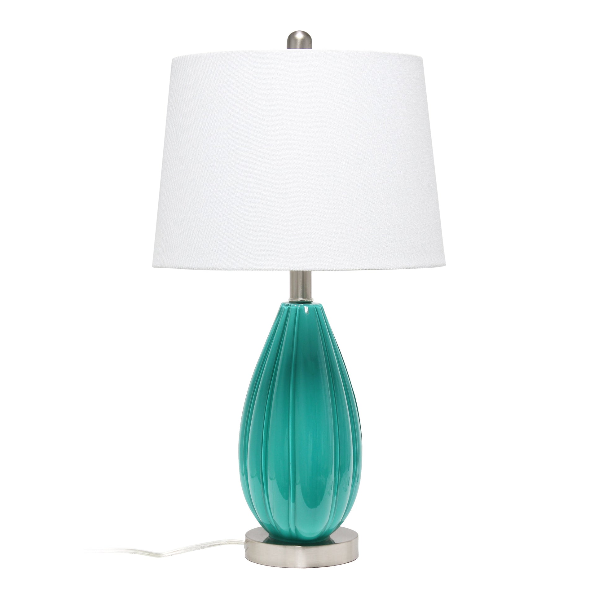 All The Rages Lalia Home Teal Pleated Table Lamp With White Fabric Shade