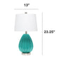 All The Rages Lalia Home Teal Pleated Table Lamp With White Fabric Shade