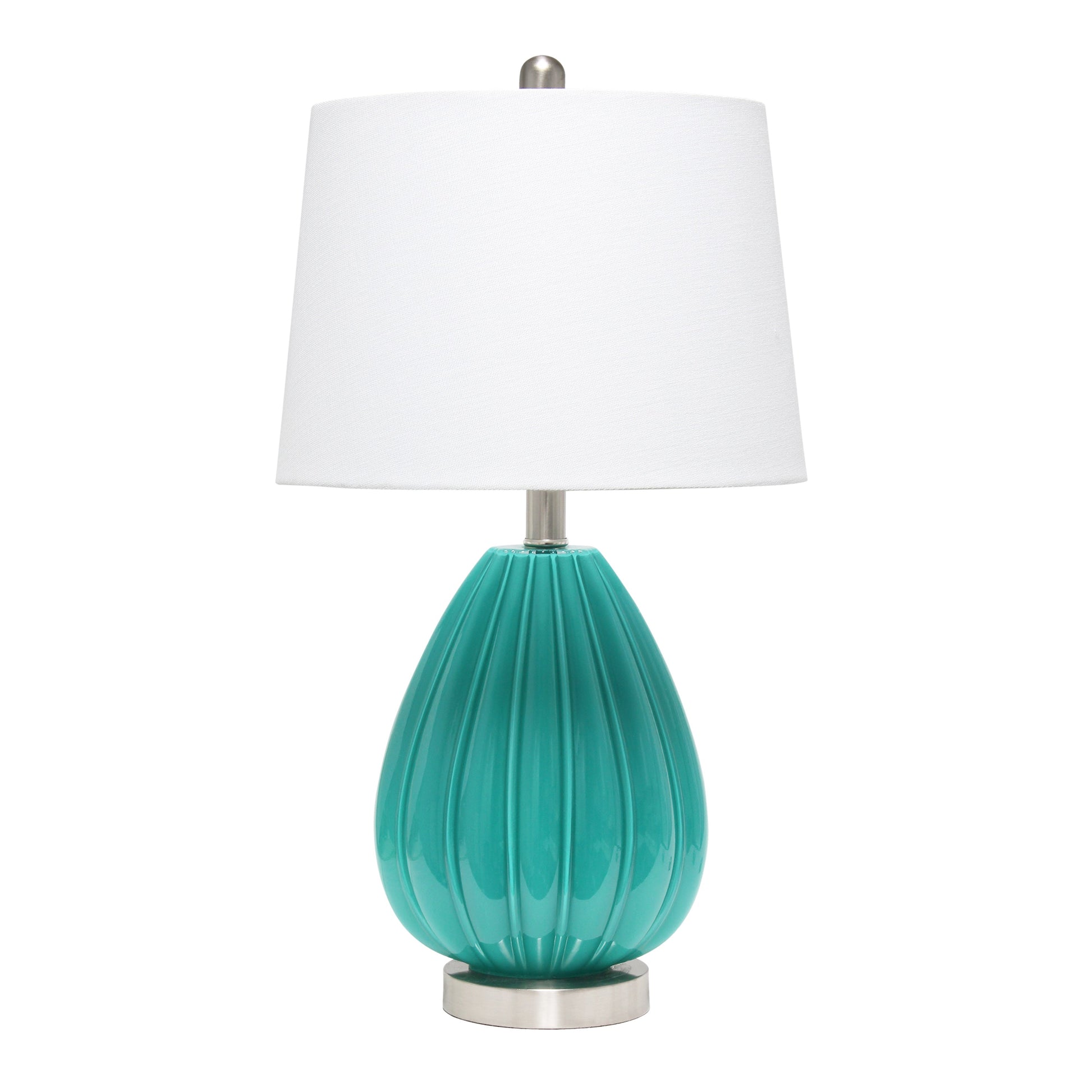 All The Rages Lalia Home Teal Pleated Table Lamp With White Fabric Shade