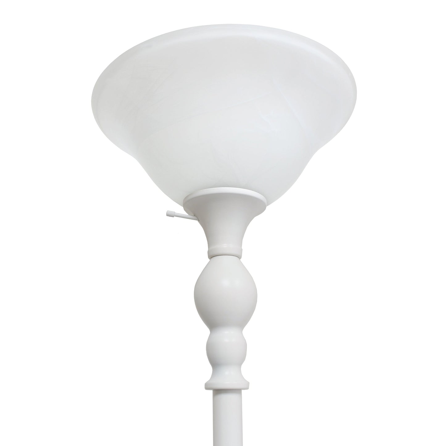 All The Rages Lalia Home White 1-Light Classic Torchiere Floor Lamp With Marbleized Glass Shade