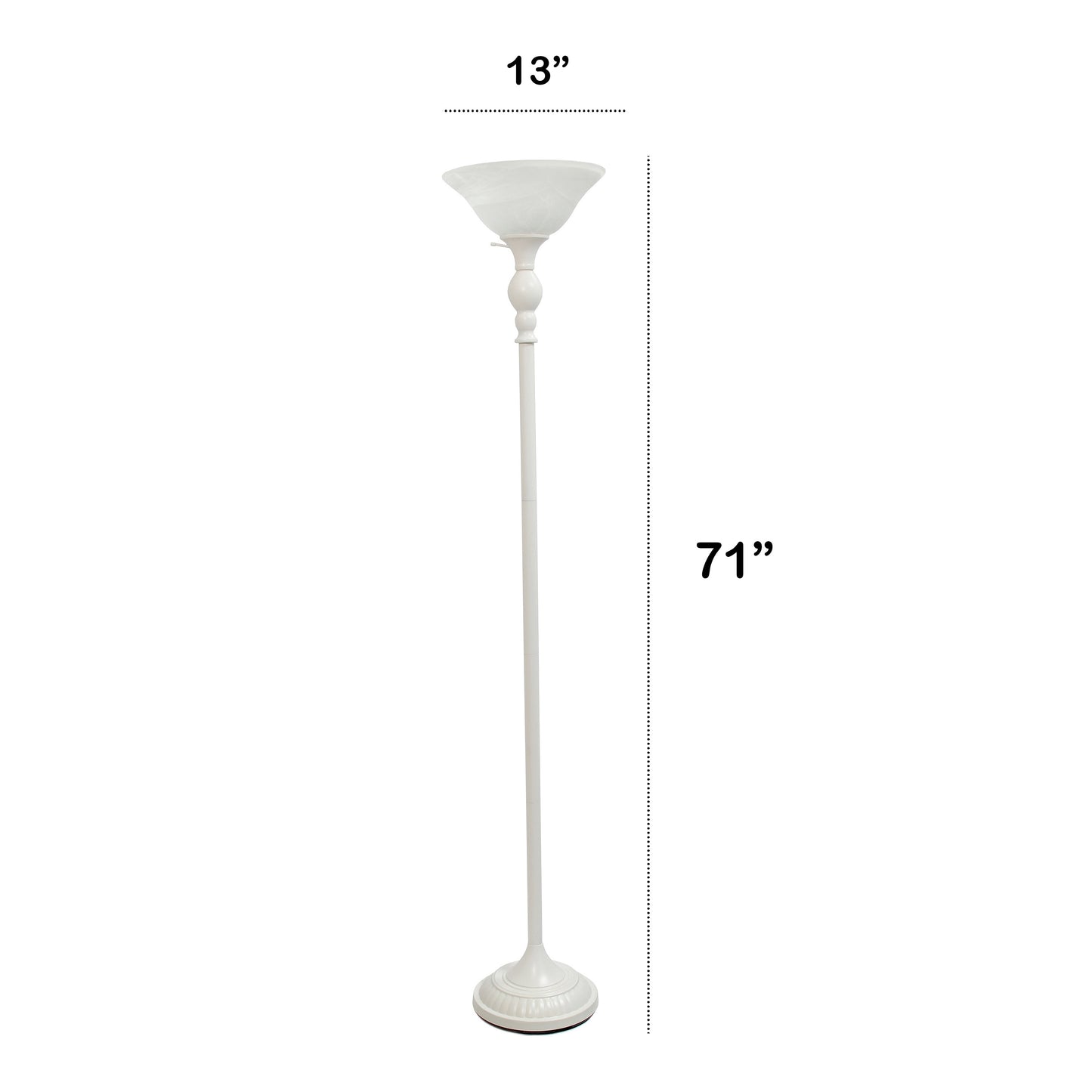 All The Rages Lalia Home White 1-Light Classic Torchiere Floor Lamp With Marbleized Glass Shade