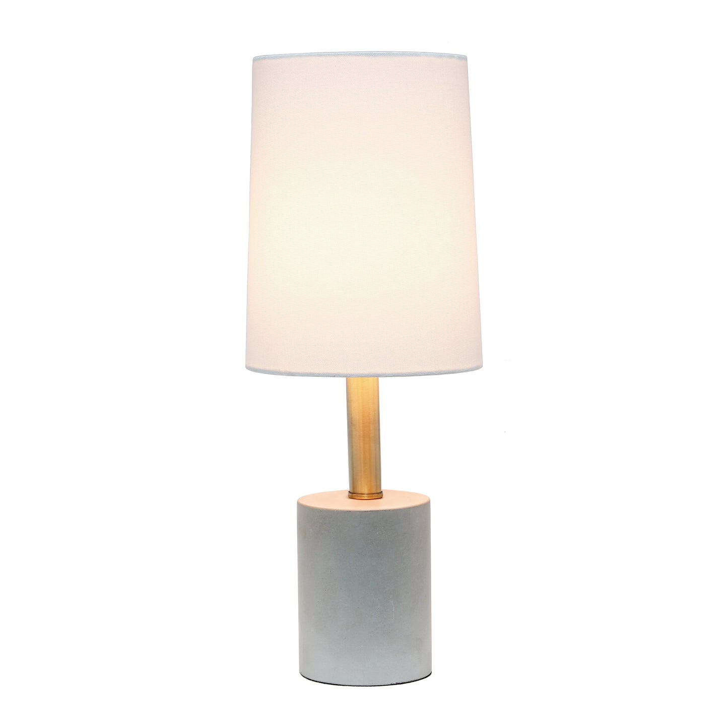 All The Rages Lalia Home White & Antique Brass Concrete Table Lamp With Linen Shade