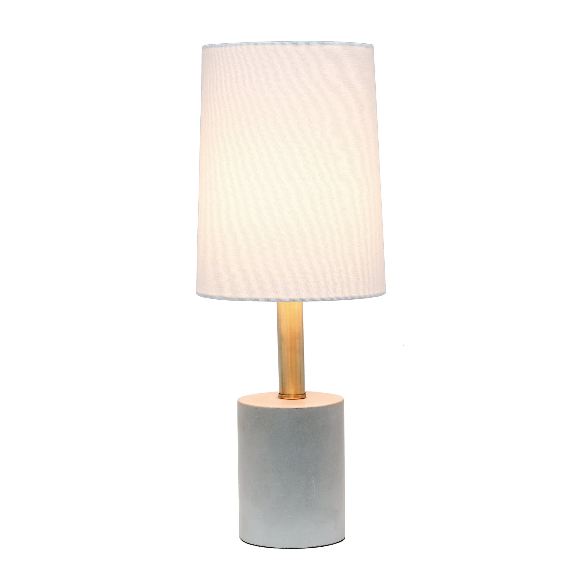 All The Rages Lalia Home White & Antique Brass Concrete Table Lamp With Linen Shade