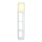 All The Rages Lalia Home White Column Shelf Floor Lamp With A Linen Shade