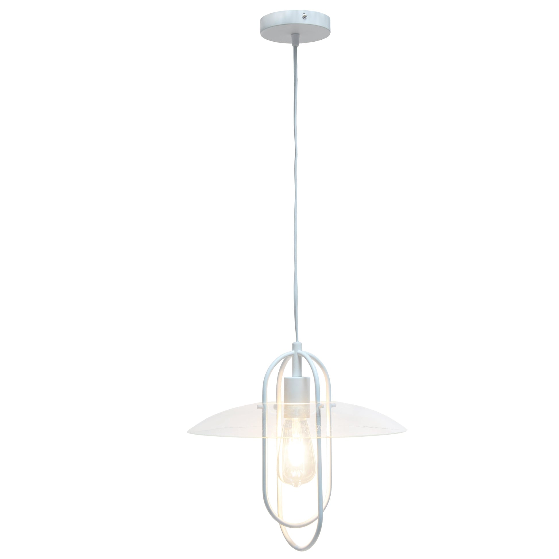 All The Rages Lalia Home White Elongated Metal Pendant Light