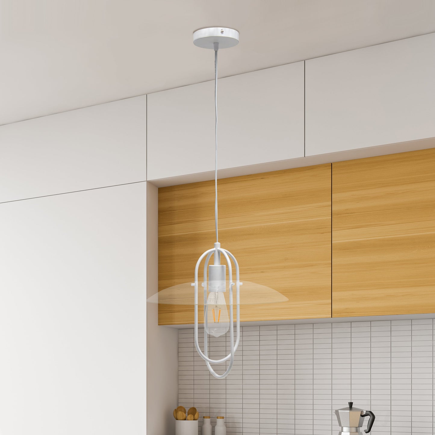All The Rages Lalia Home White Elongated Metal Pendant Light