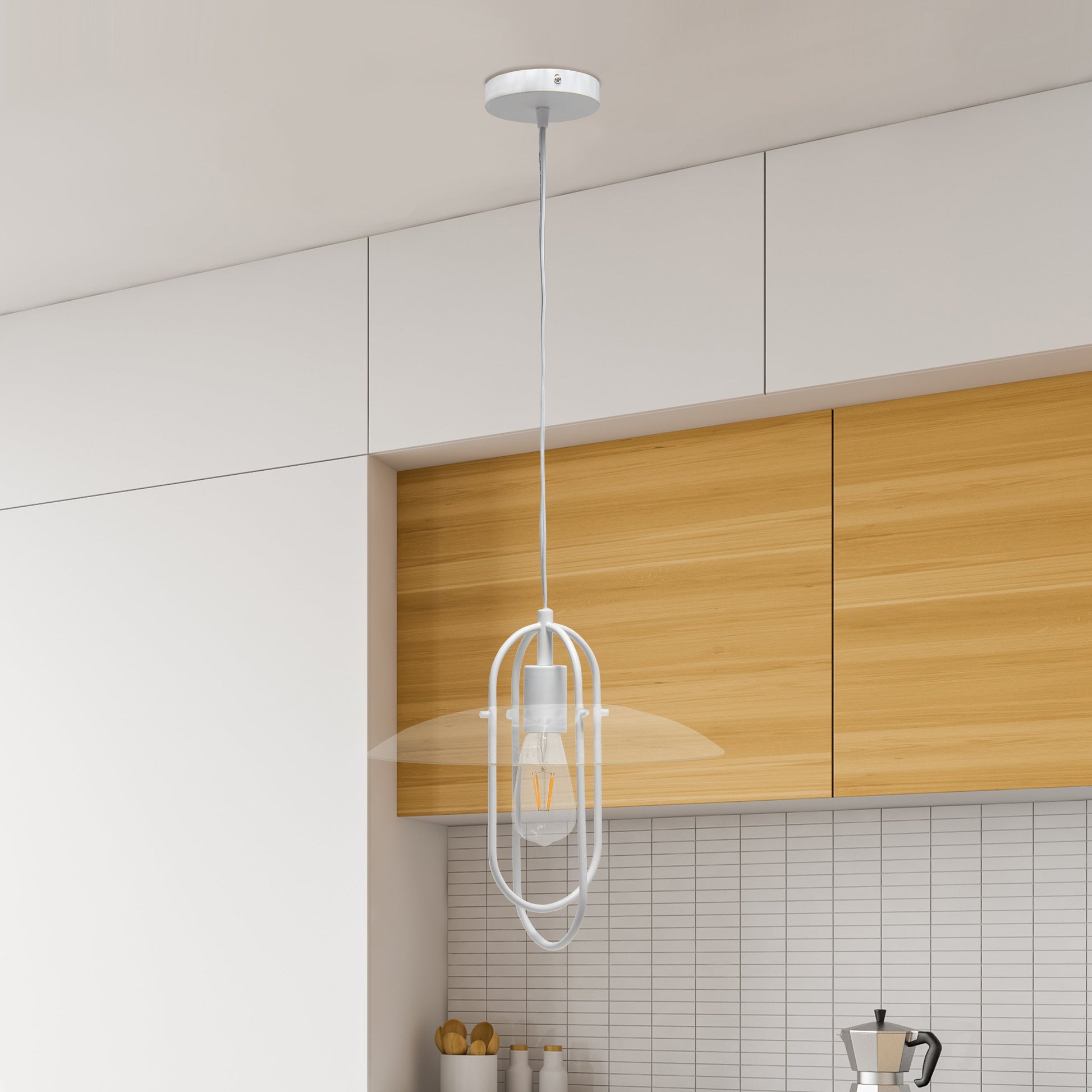 All The Rages Lalia Home White Elongated Metal Pendant Light