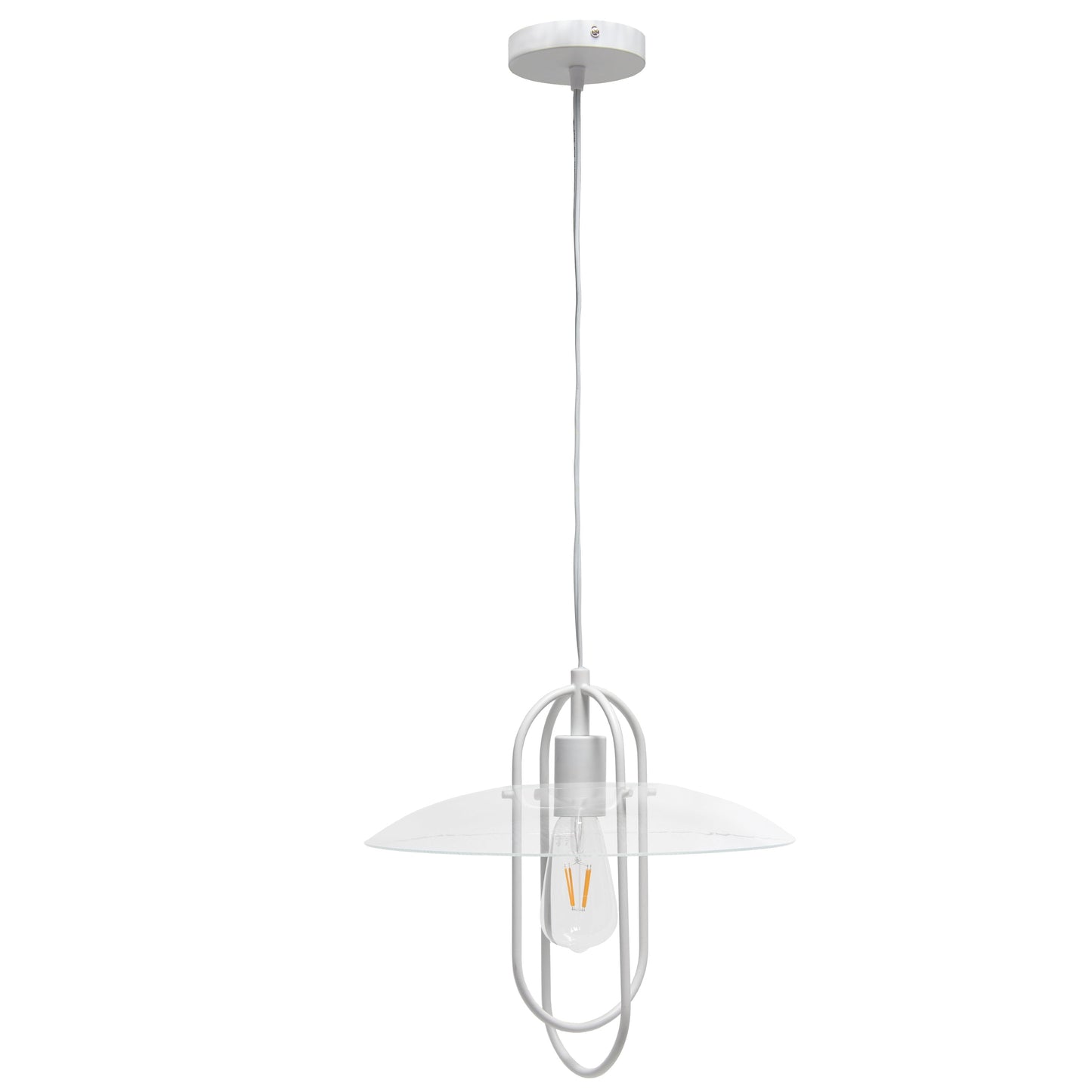 All The Rages Lalia Home White Elongated Metal Pendant Light