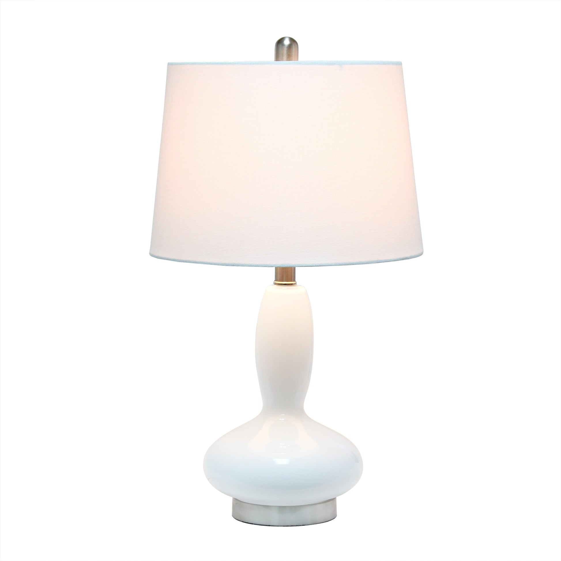 All The Rages Lalia Home White Glass Dollop Table Lamp With White Fabric Shade