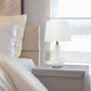 All The Rages Lalia Home White Glass Dollop Table Lamp With White Fabric Shade