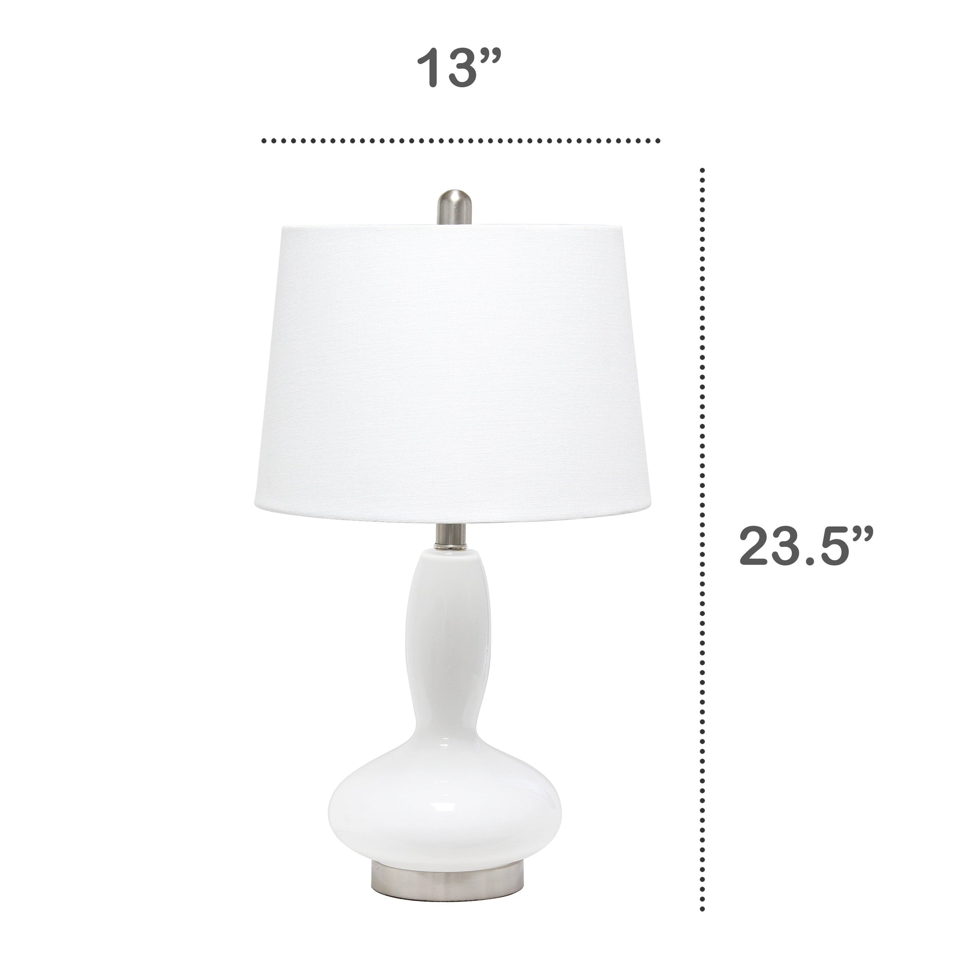 All The Rages Lalia Home White Glass Dollop Table Lamp With White Fabric Shade
