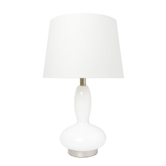 All The Rages Lalia Home White Glass Dollop Table Lamp With White Fabric Shade