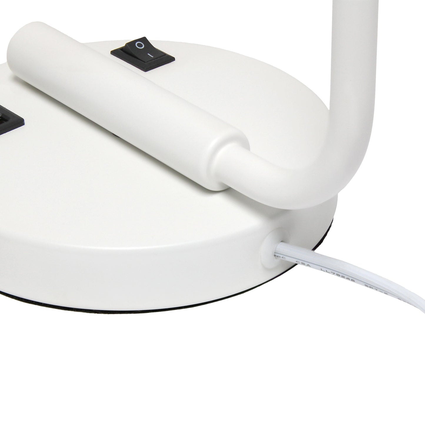 All The Rages Lalia Home White Iron Table Lamp With USB Port & Glass Shade