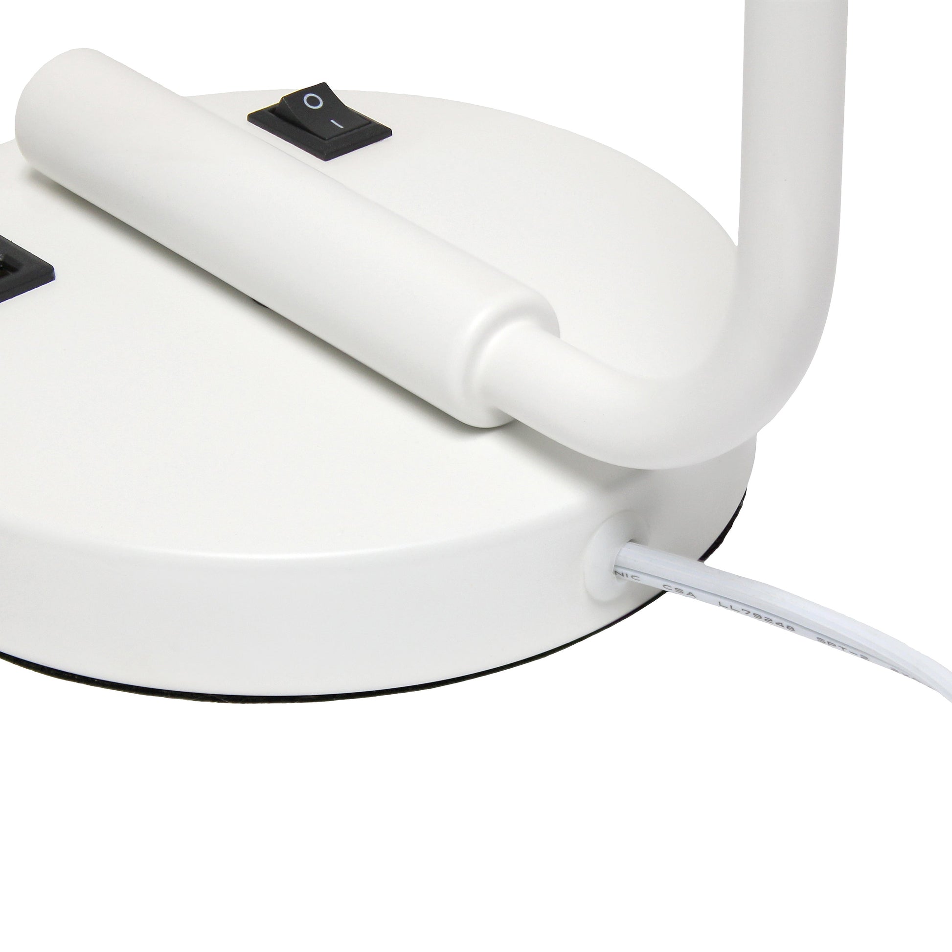 All The Rages Lalia Home White Iron Table Lamp With USB Port & Glass Shade