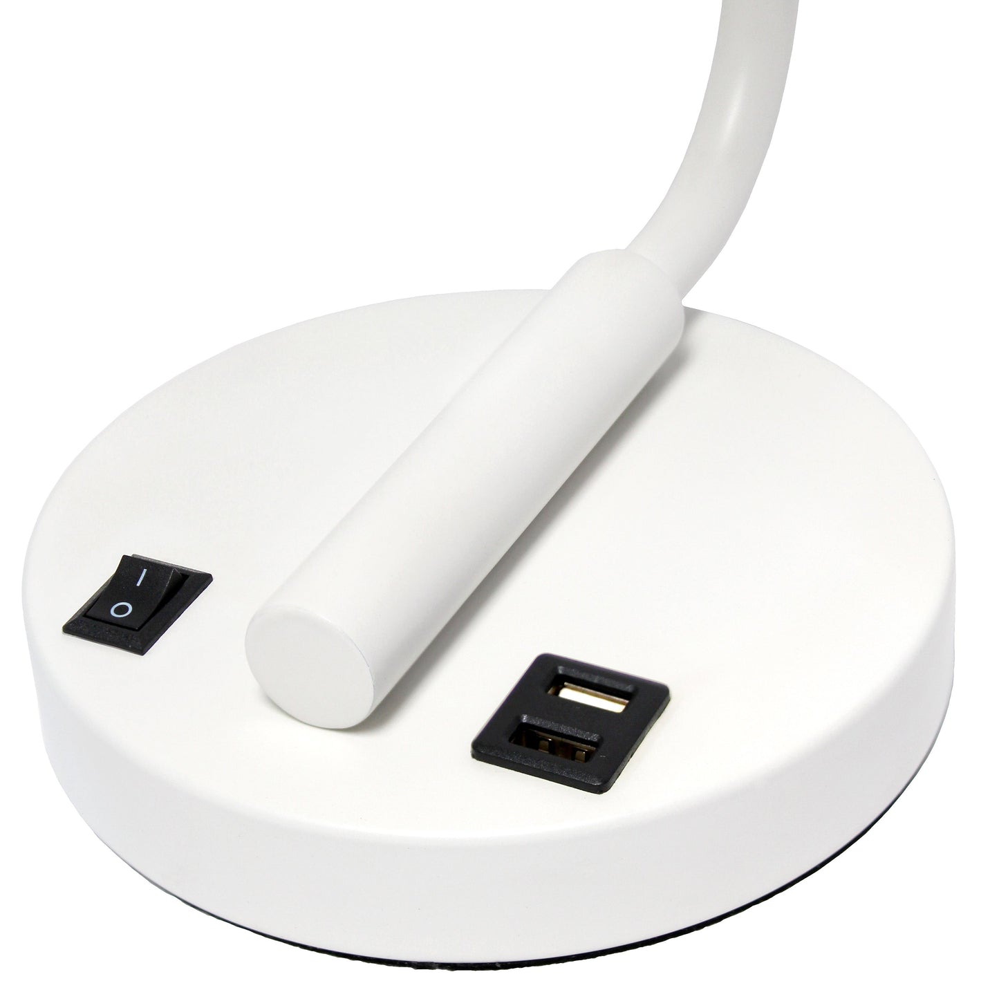 All The Rages Lalia Home White Iron Table Lamp With USB Port & Glass Shade
