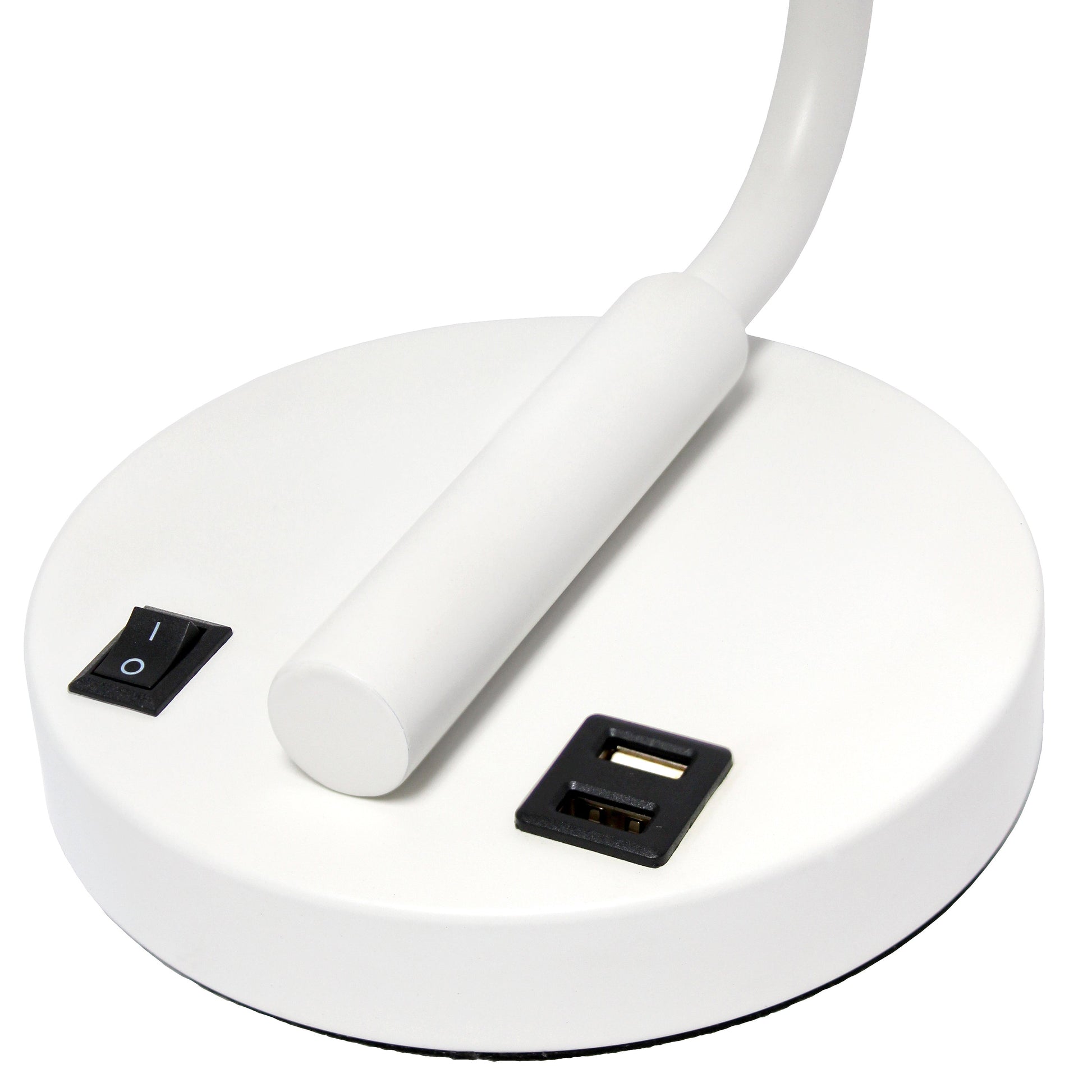 All The Rages Lalia Home White Iron Table Lamp With USB Port & Glass Shade