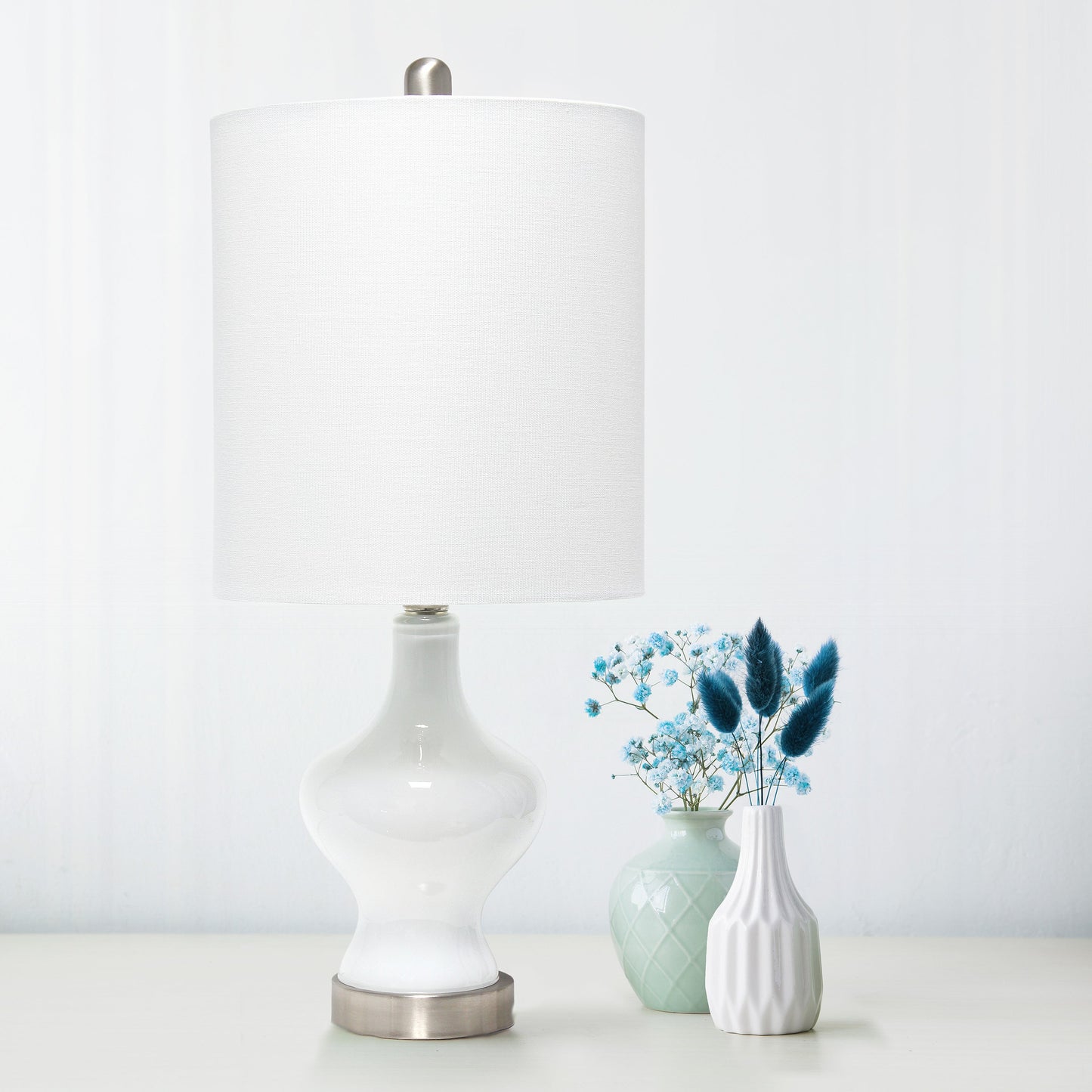 All The Rages Lalia Home White Paseo Table Lamp With White Fabric Shade