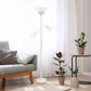 All The Rages Lalia Home White Torchiere Floor Lamp With 2 Reading Lights & Scalloped Glass Shades