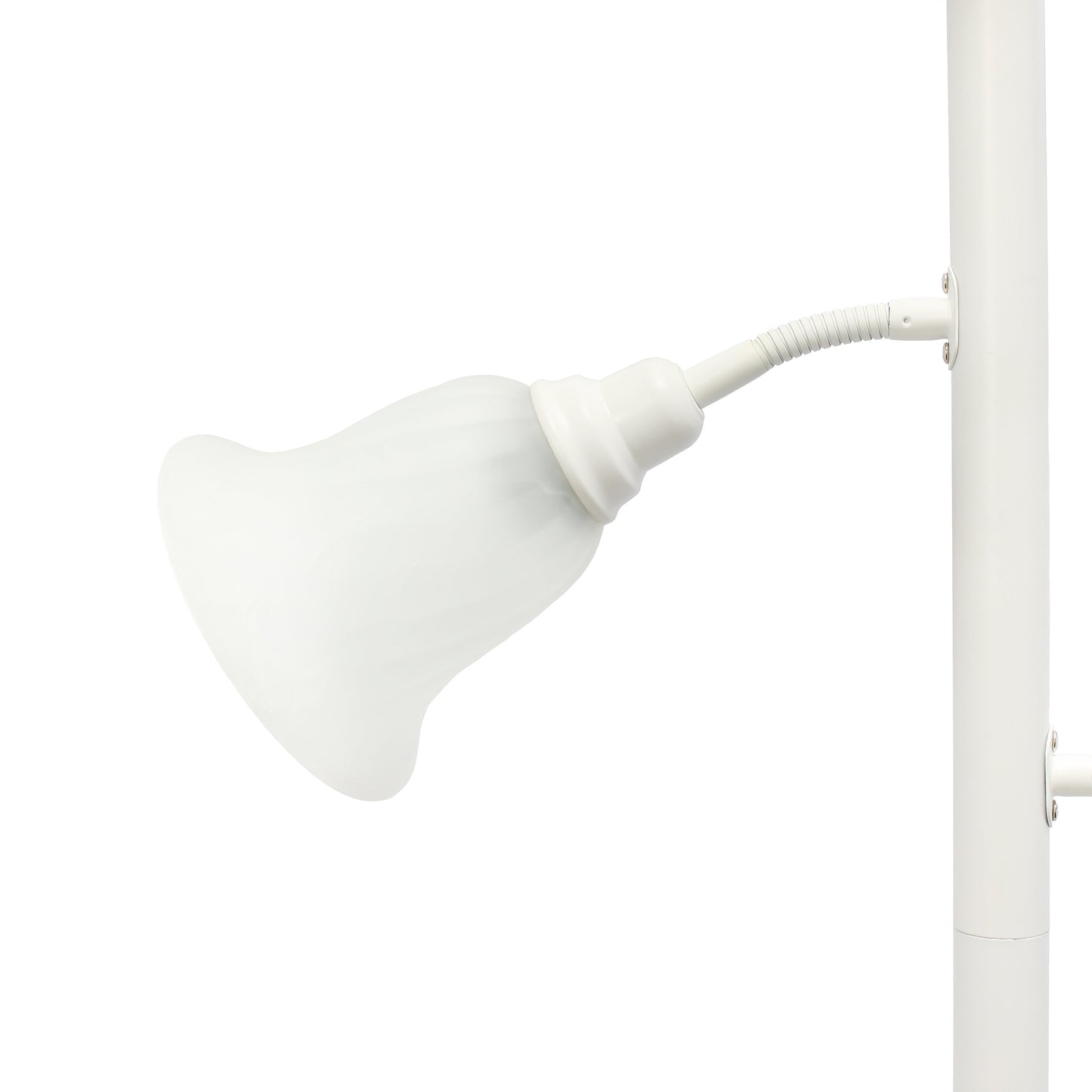 All The Rages Lalia Home White Torchiere Floor Lamp With 2 Reading Lights & Scalloped Glass Shades