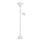 All The Rages Lalia Home White Torchiere Floor Lamp With Reading Light & Marble Glass Shades