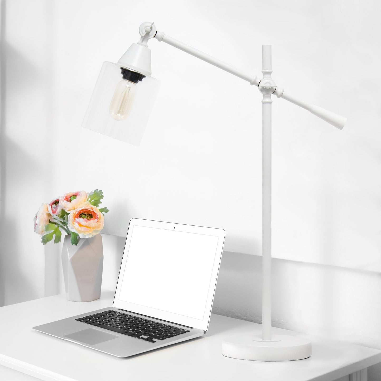 All The Rages Lalia Home White Vertically Adjustable Table Lamp