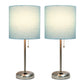 All The Rages LimeLights 2-Piece Aqua Fabric Shade Brushed Steel Lamp With Charging Outlet