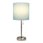 All The Rages LimeLights 2-Piece Aqua Fabric Shade Brushed Steel Lamp With Charging Outlet