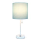 All The Rages LimeLights 2-Piece Aqua Fabric Shade White Lamp With Charging Outlet